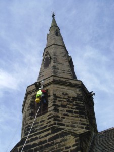 Installation of bird proof meshwork at St Cuthbert's Church, Halsall, in the Diocese of Liverpool